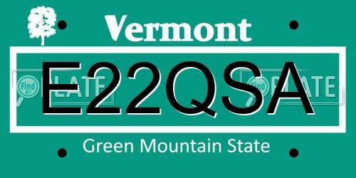 E22QSA Vermont License Plate