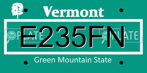 E235FN Vermont License Plate