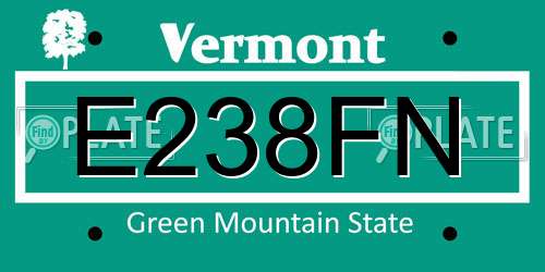 E238FN Vermont License Plate