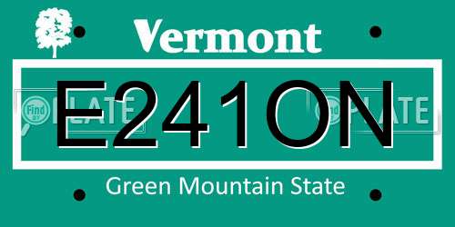 E241ON Vermont License Plate