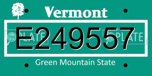E249557 Vermont License Plate