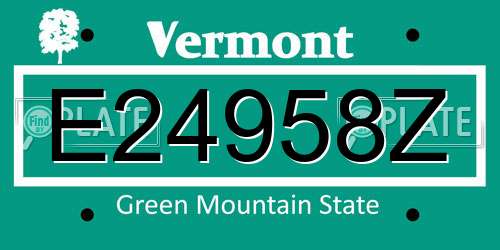 E24958Z Vermont License Plate