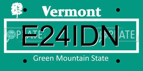 E24IDN Vermont License Plate