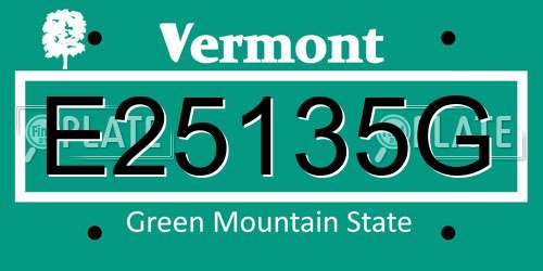 E25135G Vermont License Plate