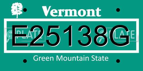 E25138G Vermont License Plate