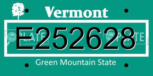 E252628 Vermont License Plate