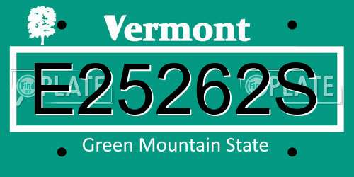 E25262S Vermont License Plate