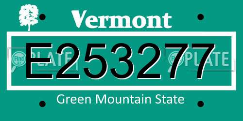 E253277 Vermont License Plate