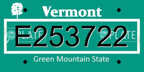 E253722 Vermont License Plate