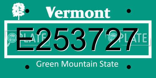 E253727 Vermont License Plate