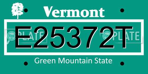 E25372T Vermont License Plate