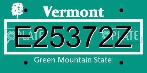 E25372Z Vermont License Plate