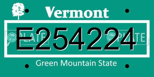 E254224 Vermont License Plate