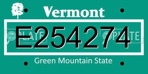 E254274 Vermont License Plate