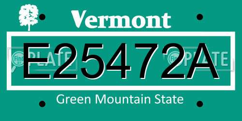 E25472A Vermont License Plate