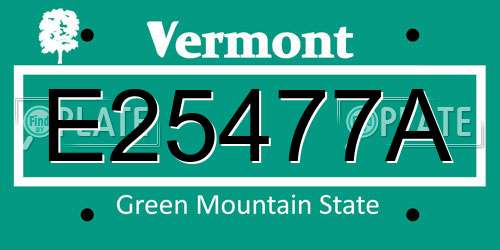 E25477A Vermont License Plate