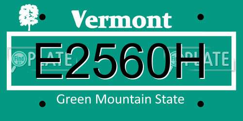 E2560H Vermont License Plate
