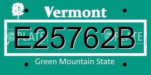 E25762B Vermont License Plate