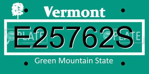 E25762S Vermont License Plate