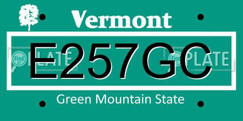 E257GC Vermont License Plate