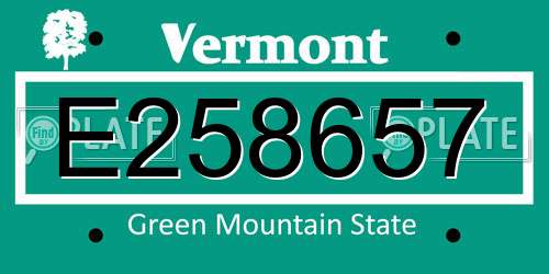 E258657 Vermont License Plate