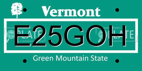 E25GOH Vermont License Plate