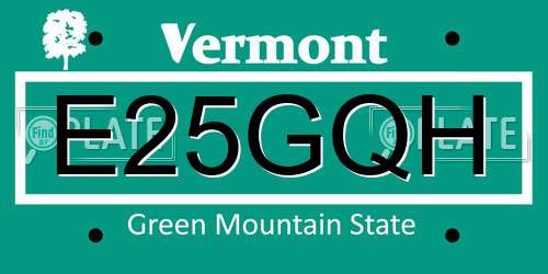 E25GQH Vermont License Plate