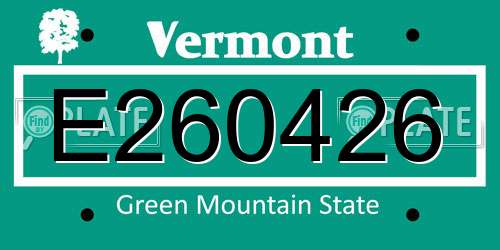 E260426 Vermont License Plate
