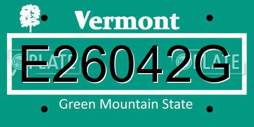 E26042G Vermont License Plate