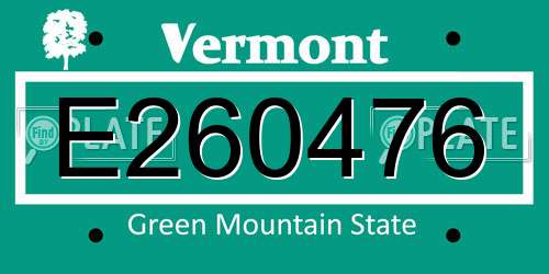 E260476 Vermont License Plate