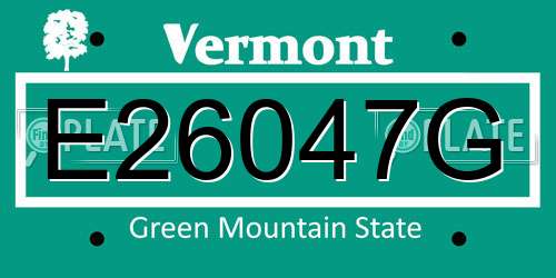 E26047G Vermont License Plate
