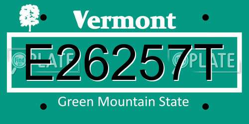 E26257T Vermont License Plate
