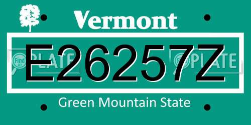 E26257Z Vermont License Plate