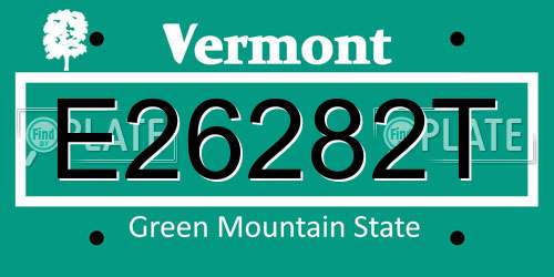 E26282T Vermont License Plate