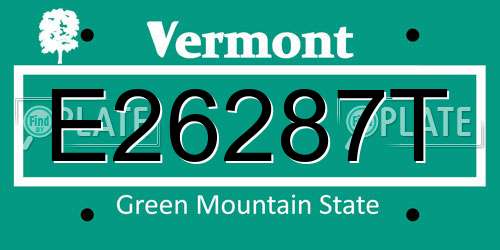 E26287T Vermont License Plate