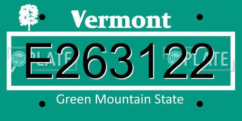 E263122 Vermont License Plate