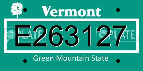 E263127 Vermont License Plate