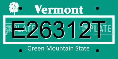 E26312T Vermont License Plate