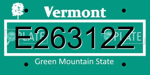 E26312Z Vermont License Plate