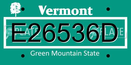 E26536D Vermont License Plate