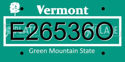 E26536O Vermont License Plate