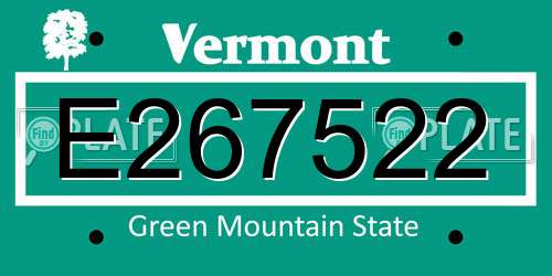 E267522 Vermont License Plate