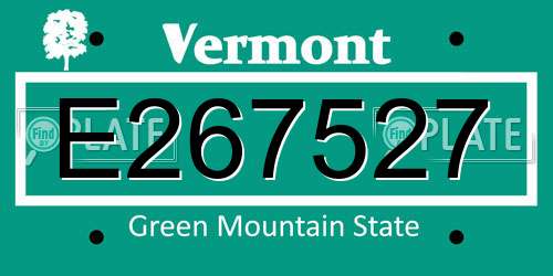 E267527 Vermont License Plate