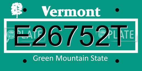 E26752T Vermont License Plate