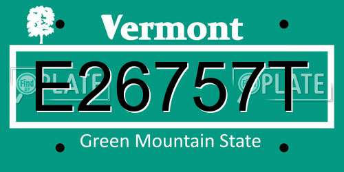 E26757T Vermont License Plate