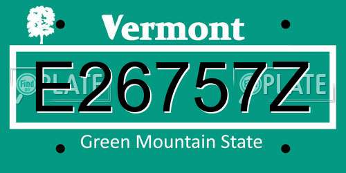 E26757Z Vermont License Plate