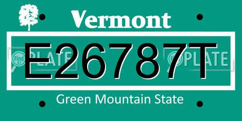 E26787T Vermont License Plate