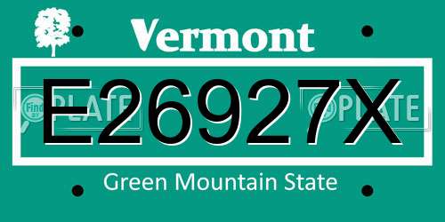 E26927X Vermont License Plate