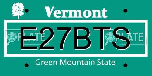 E27BTS Vermont License Plate