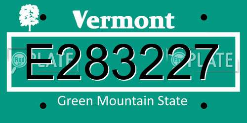 E283227 Vermont License Plate